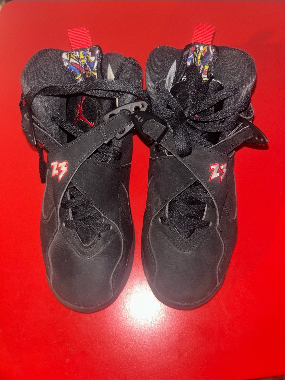 Youth Black Sneakers with Red Accents - Basketball Style